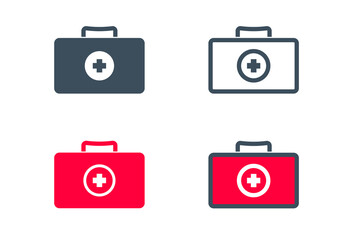Medical bag icon. Ambulance bag set. Vector illustration
