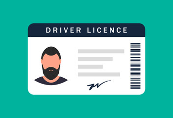 Male driver's license, identity card, personal data. Vector illustration flat design