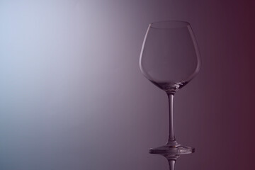 Minimalist Still life photo of a beautiful wine glass. Copy space for your design. Web banner. 