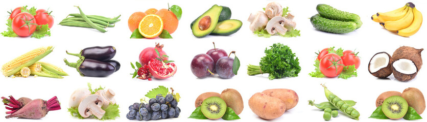 Fruit and vegetables  on white background