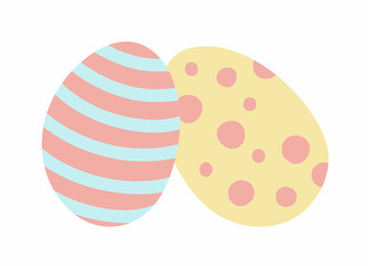 Colored Easter Eggs with stripes and polka dots. Isolated vector hand drawn elements. Illustration on a transparent background
