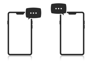 Bubble messages in phones. Correspondence on the phone. Vector image