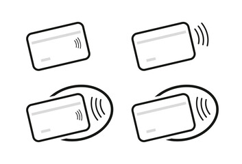 NFC icon set. Contactless wireless pay sign logo. NFC technology contact less credit card. Contactless payment logo. NFC payments icon for apps.