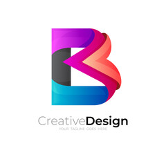 Letter B logo with 3d colorful design vector, modern icons