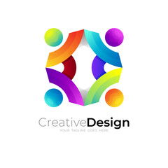 People care logo vector, charity logo with social design