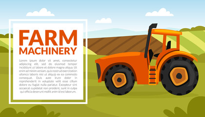 Agricultural Machinery for Farming and Rural Industry Vector Banner Template
