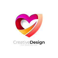 Heart care logo with community design vector, social logo