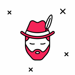 Filled outline Man dressed for German Oktoberfest icon isolated on white background. Vector