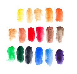 set of watercolor colourful strokes isolated