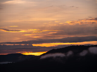 Mountain and Fogs at Pha Chanadai Cliff in Landscape View