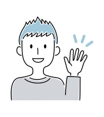 笑顔で手を振る少年のベクターイラスト