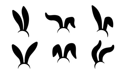 Collection of rabbit ears. Easter silhouette.