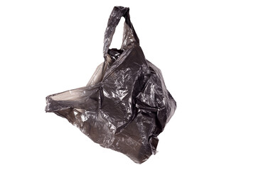 black plastic bag insolated on white background