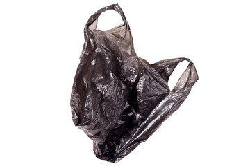 black plastic bag insolated on white background