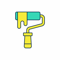 Obraz premium Filled outline Paint roller brush icon isolated on white background. Vector