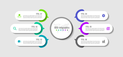 Infographic  business design abstract background template circle colorful with 6 step