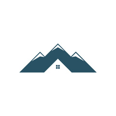 Mountain landscaping home realty logo vector