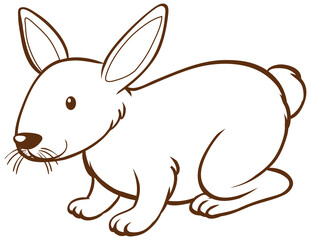Rabbit in doodle simple style on white background