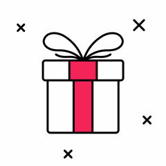 Filled outline Gift box icon isolated on white background. Merry Christmas and Happy New Year. Vector