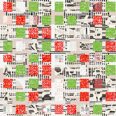 Obraz premium Summer, artistic color tiles seamless pattern, square grid textile print, abstract texture for fashion design
