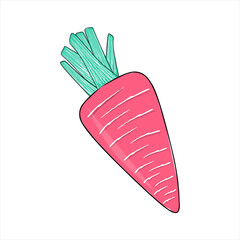 Cartoon flat vegetable carrot isolated