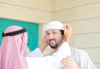 Gulf Arabic Muslim people posing. high quality photos