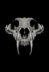 Wolf skull vector artwork illustration