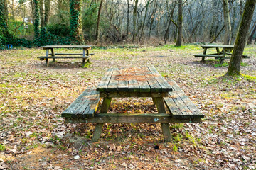 Picnic area along the banks of the Ticino river, near the village of Cameri (Province of Novara,...