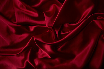 Beautiful draped silk fabric in red.