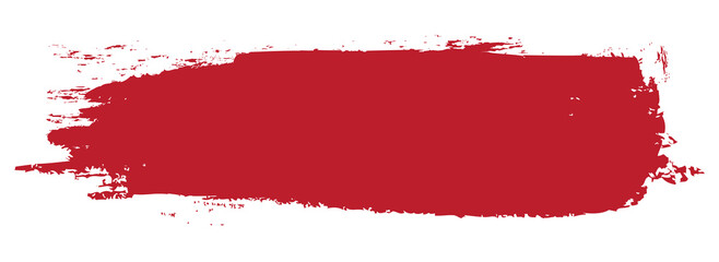 Red brush stroke isolated on white background. Trendy brush stroke vector for red ink paint, grunge backdrop, dirt banner, watercolor design and dirty texture. Brush stroke vector