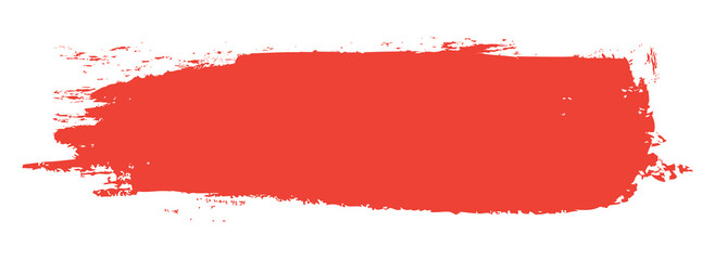 Red brush stroke isolated on white background. Trendy brush stroke vector for red ink paint, grunge backdrop, dirt banner, watercolor design and dirty texture. Brush stroke vector