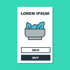 Filled outline Wonton icon isolated on turquoise background. Chinese food. Vector