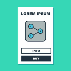 Filled outline Share icon isolated on turquoise background. Share, sharing, communication pictogram, social media, connection, network. Vector