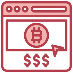 BITCOIN red line icon,linear,outline,graphic,illustration