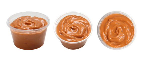 Thai tea custard on white background