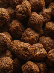 Close-up. Whole grain chocolate chips. The concept is quick breakfasts, food ready to eat. Children's and school food. Fitness, sport, healthy lifestyle.