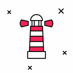 Filled outline Lighthouse icon isolated on white background. Vector