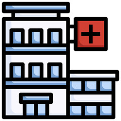 HOSPITAL BUILDING filled outline icon,linear,outline,graphic,illustration