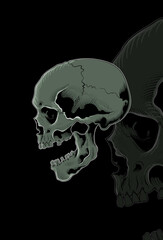 Obraz premium Head skull artwork vector illustration
