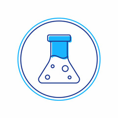 Filled outline Oil petrol test tube icon isolated on white background. Cmemistry flask and falling drop. Vector