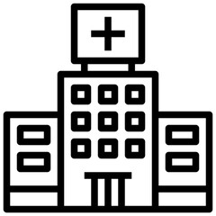 HOSPITAL BUILDING line icon,linear,outline,graphic,illustration