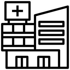 HOSPITAL BUILDING line icon,linear,outline,graphic,illustration