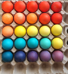 colorful easter eggs in a box
