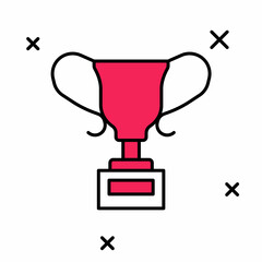 Filled outline Award cup icon isolated on white background. Winner trophy symbol. Championship or competition trophy. Sports achievement sign. Vector