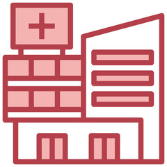 Obraz premium HOSPITAL BUILDING red line icon,linear,outline,graphic,illustration