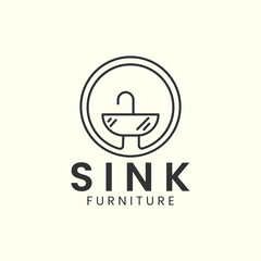 sink furniture minimalist line art logo emblem icon vector illustration template design