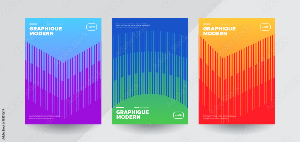 Poster minimal covers with colorful halftone gradients. future geometric patterns. eps10 vector.