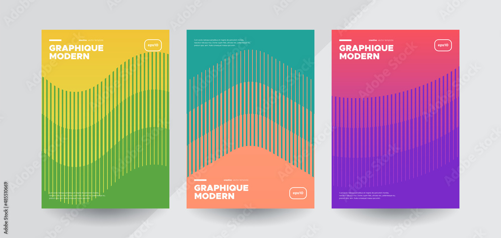 Poster minimal covers with colorful halftone gradients. future geometric patterns. eps10 vector.