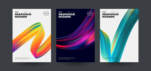 Modern brochure covers with Colorful 3d shapes. Vector illustration.