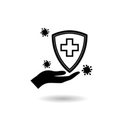 Health immune system icon with shadow
